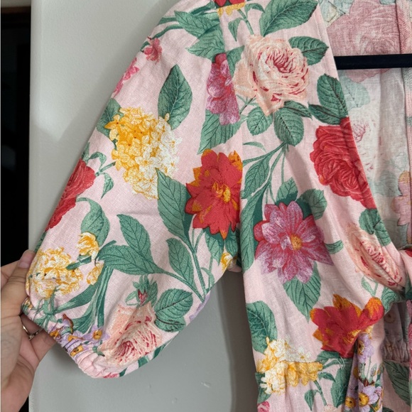 Old Navy Floral Cottagecore Maxi Dress XS Puff Sleeve Boho Tie Waist Coquette - Picture 3 of 8